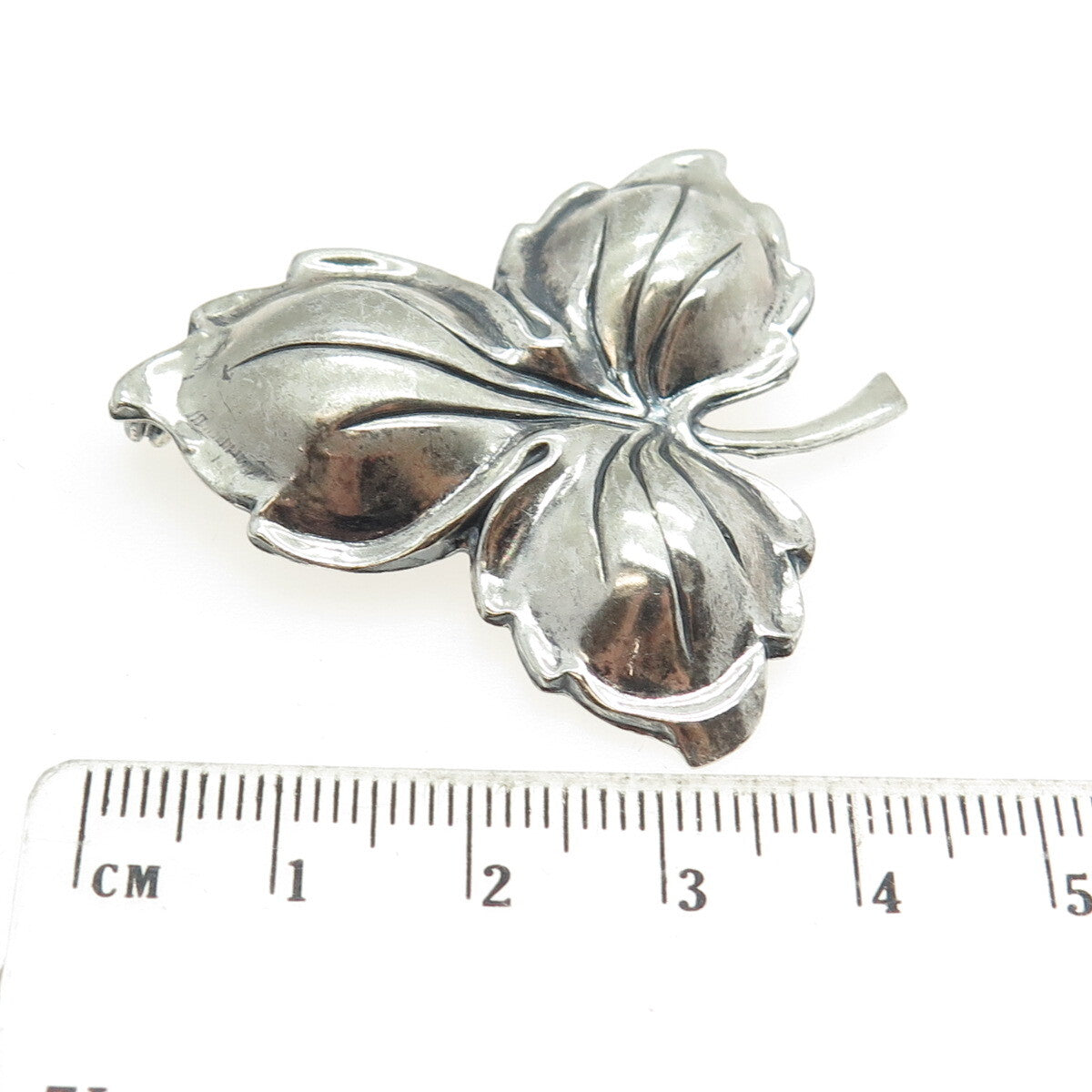 JEWELART 925 Sterling Silver Antique Art Deco Leaf Pin Brooch
