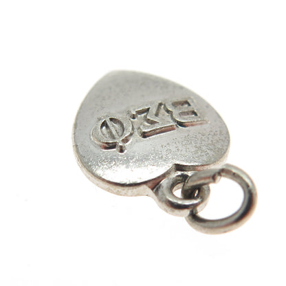 925 Sterling Silver Vintage 1961 Beta Sigma Phi Heart Minimalist Charm Pendant