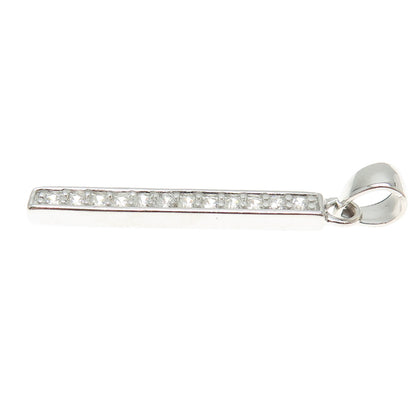 HAN 925 Sterling Silver Round-Cut Shaped C Z Bar Pendant