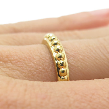 SMK 925 Sterling Silver Gold Plated Beaded Ring Size 7