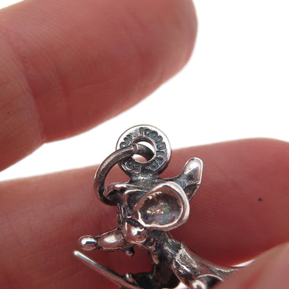 Disney & Cellini 925 Sterling Silver Vintage Glass Jaq Cinderella Charm Pendant