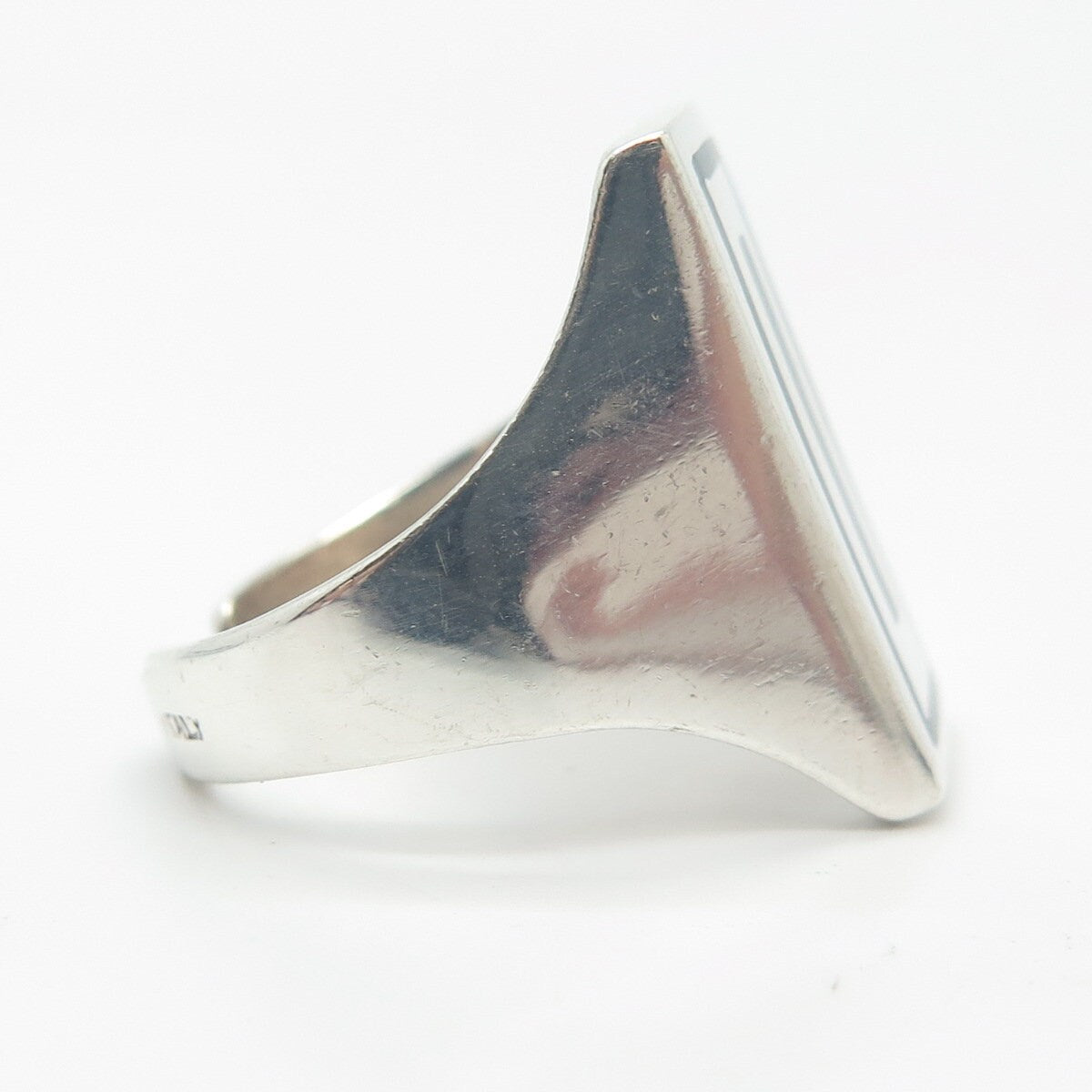 925 Sterling Silver Vintage Italy Enamel Adjustable Ring Size 5.25