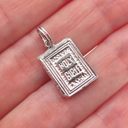 925 Sterling Silver Vintage Holy Bible Mini Charm Pendant
