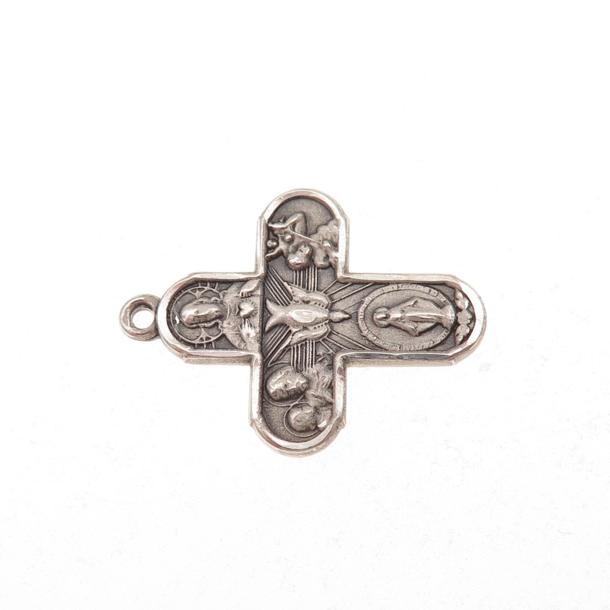 Bliss 925 Sterling Silver Vintage 4-Way Cross Catholic Oxidized Charm Pendant
