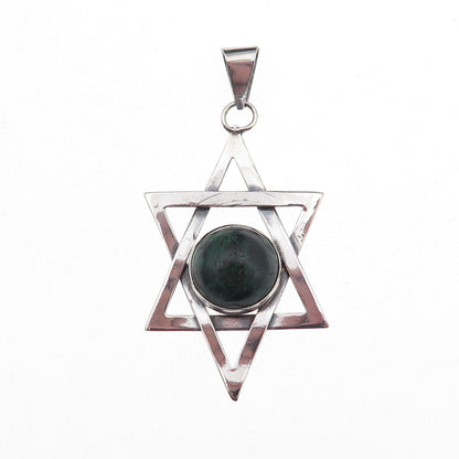 925 Sterling Silver Vintage Real Eilat Star of David Oxidized Charm Pendant