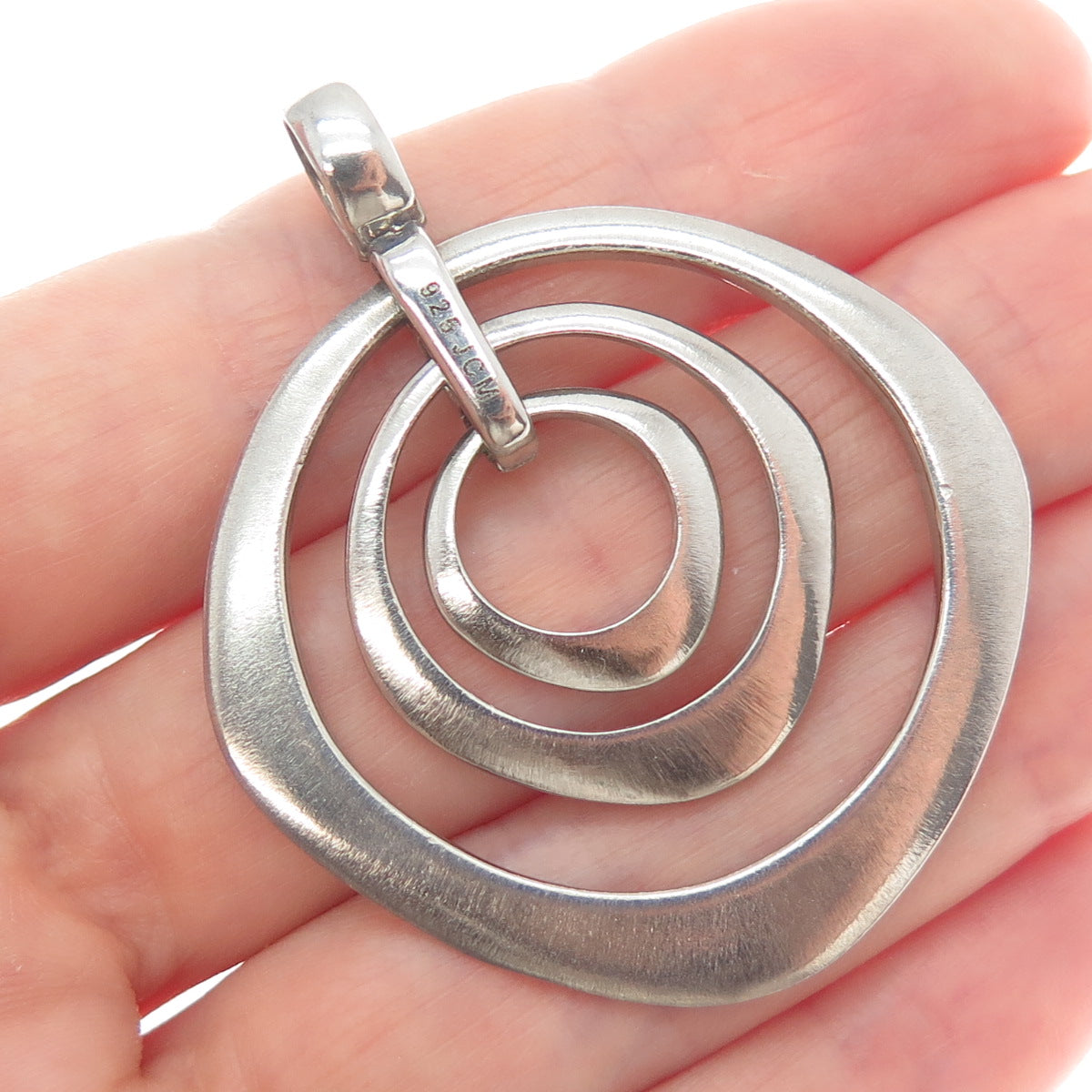 JCM JACMEL MAURITIUS 925 Sterling Silver Vintage Modernist Circle Pendant