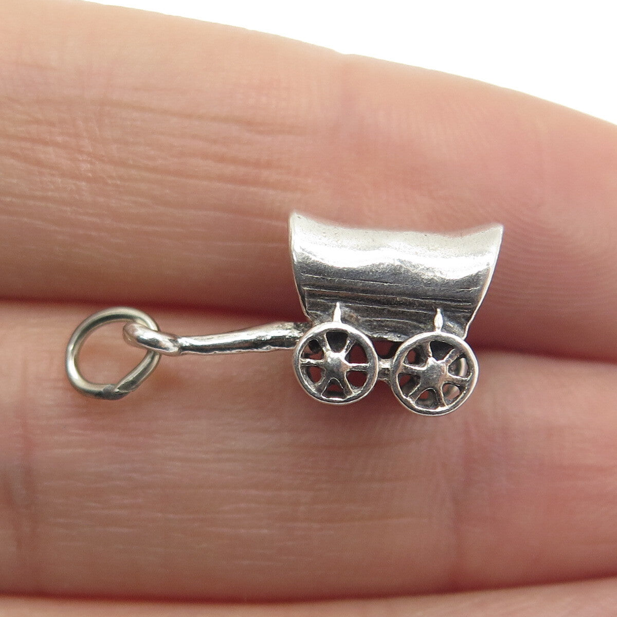 925 Sterling Silver Vintage Covered Wagon 3D Charm Pendant