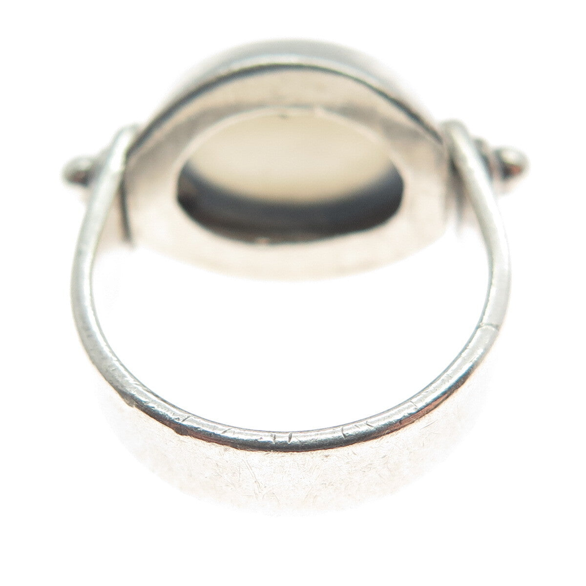 925 Sterling Silver Vintage Real Agate Modernist Ring Size 6
