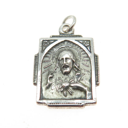 925 Sterling Silver Antique Jesus St. Mary & Baby Jesus Religious Pendant