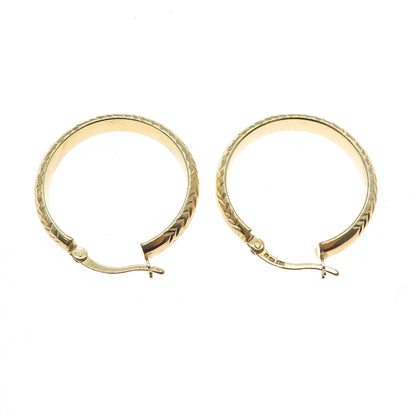 925 Sterling Silver Gold Plated Diamond-Cut Hoop Earrings
