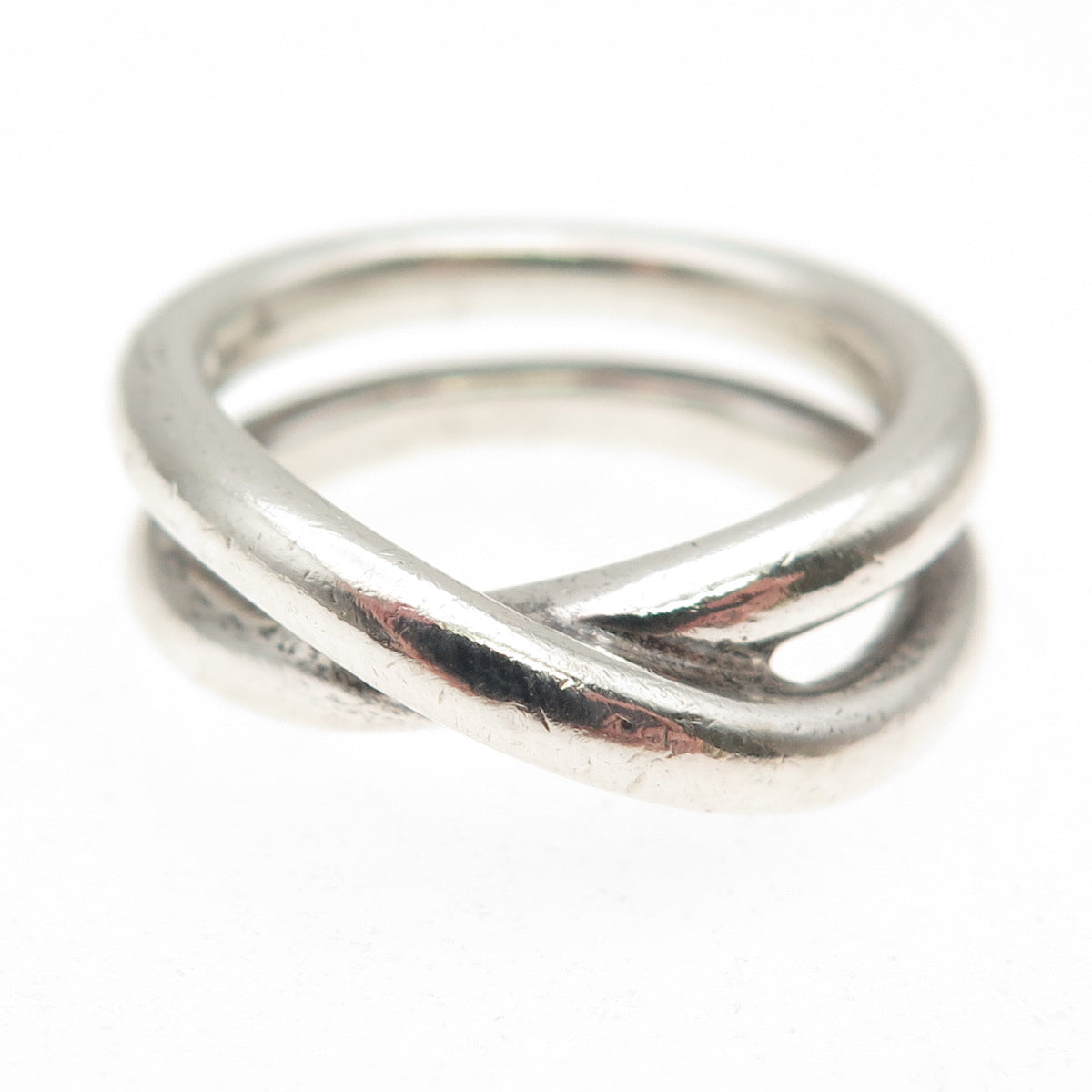 Tiffany & Co. 925 Sterling Silver Vintage Crisscross Ring Size 6.5