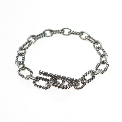 925 Sterling Silver Vintage Cable Link Oxidized Bracelet 7"