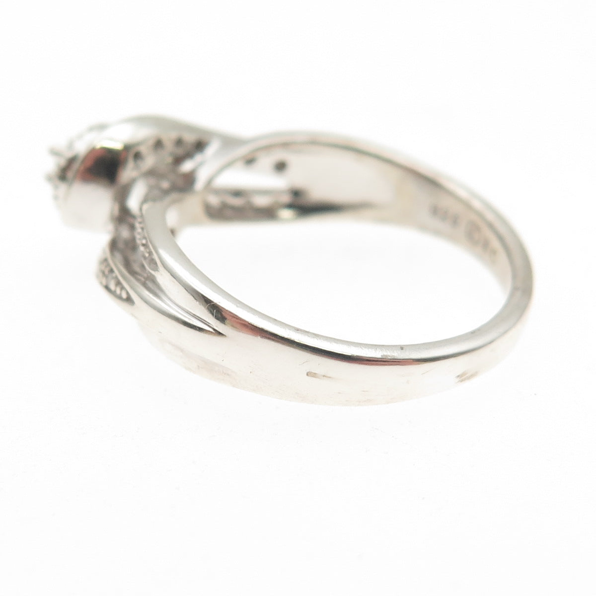 925 Sterling Silver Real Round-Cut Diamond Engagement Ring Size 7