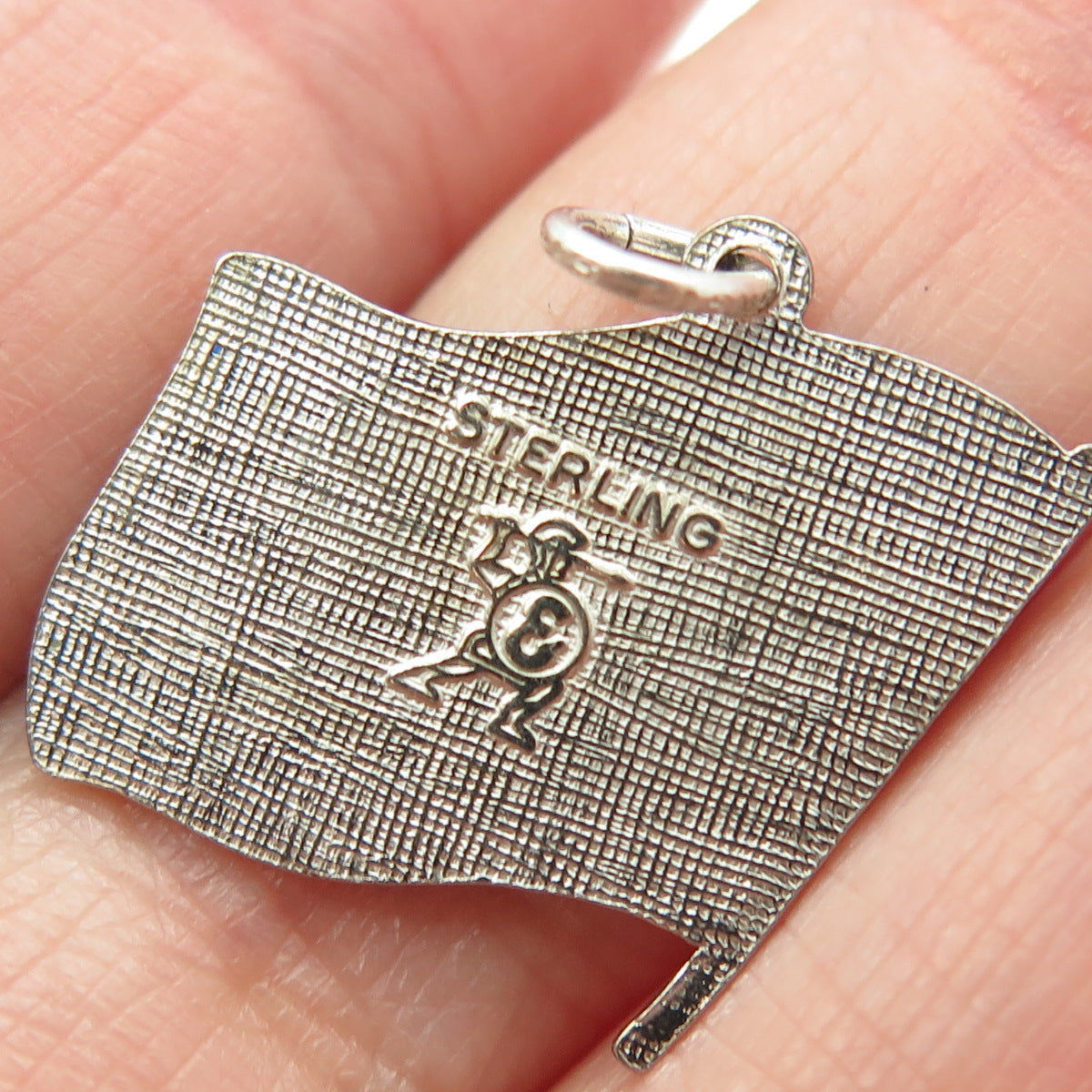 925 Sterling Silver Vintage Enamel Virginia Flag Pendant Charm