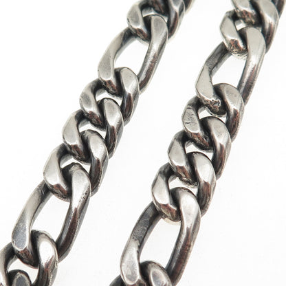 925 Sterling Silver Vintage Mexico Heavy 190.9g Figaro Chain Necklace 26"
