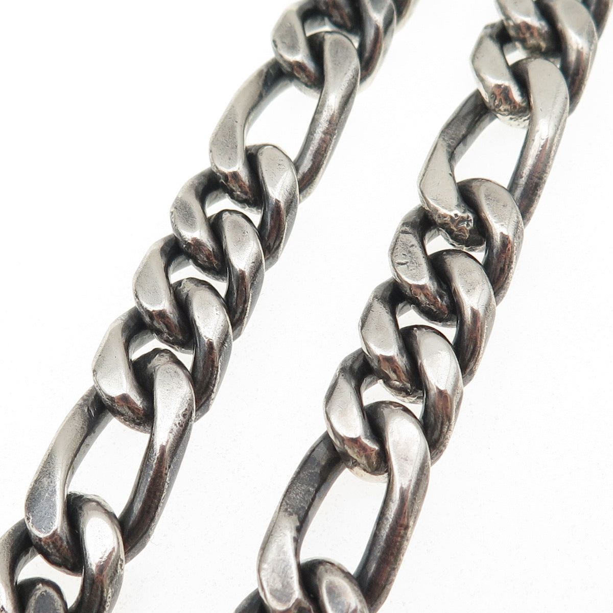 925 Sterling Silver Vintage Mexico Heavy 190.9g Figaro Chain Necklace 26"