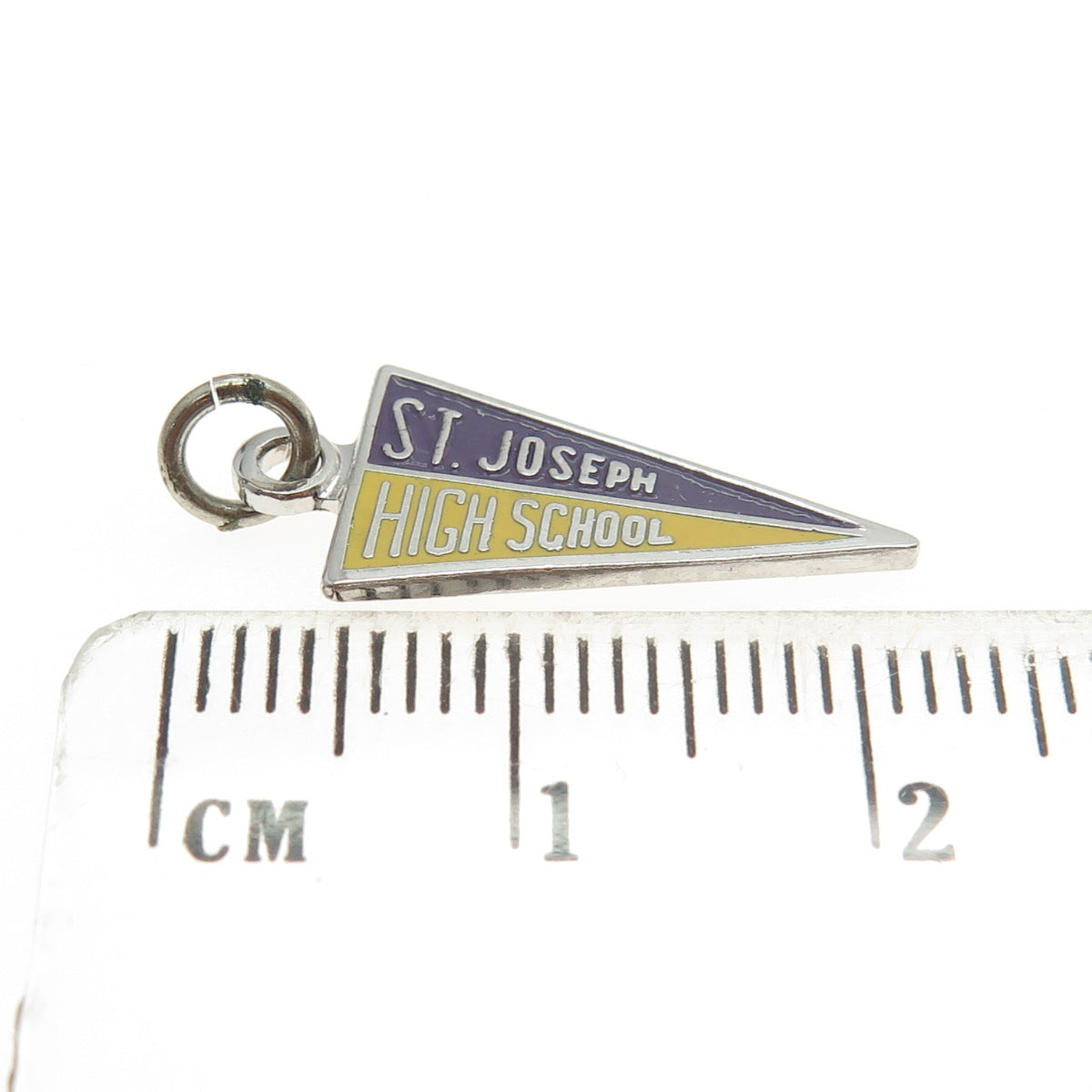 KINNEY 925 Sterling Silver Vintage Enamel "St. Joseph High School" Pendant