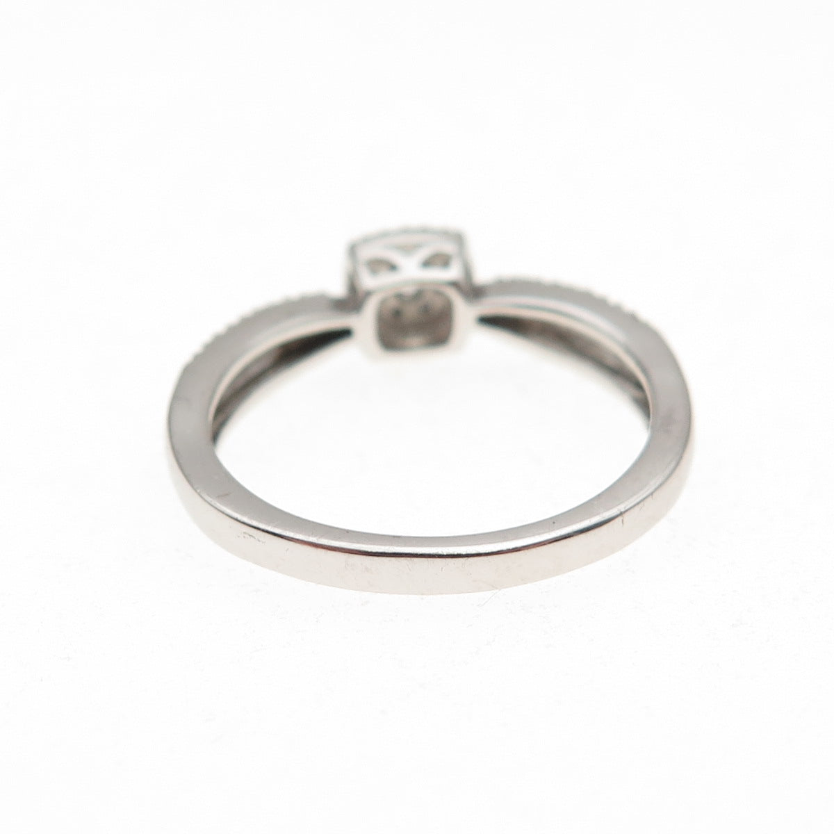 Sun 925 Sterling Silver Real Round-Cut Diamond Engagement Ring Size 7