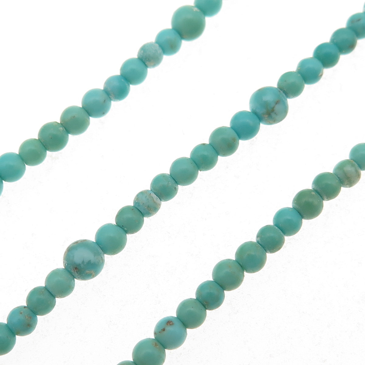 925 Sterling Silver Real Lone Mountain Turquoise Ball Beaded Necklace 22-24"