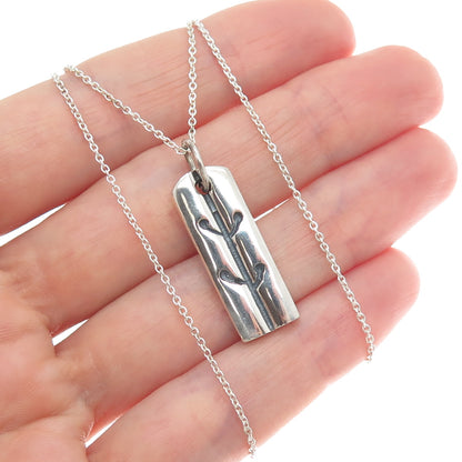 925 Sterling Silver Italy Modernist Tree Bar Cable Chain Necklace 18"