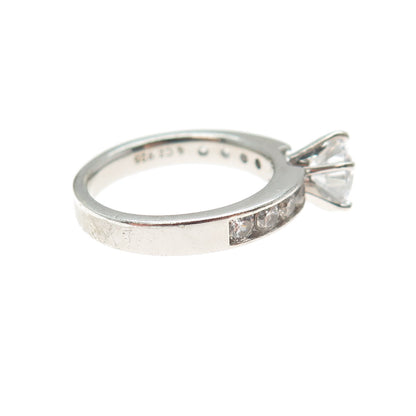 925 Sterling Silver Round-Cut C Z Engagement Ring Size 6