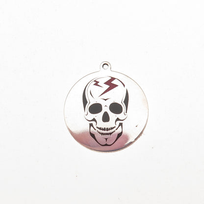 Two in Town 925 Sterling Silver Enamel Skull Mini Charm Pendant