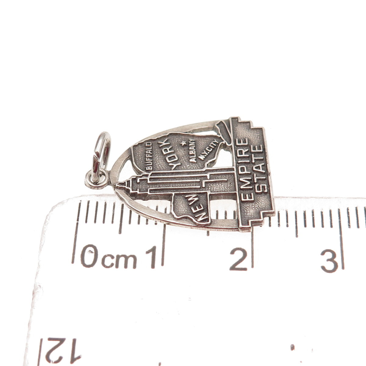 Fort Inc. 925 Sterling Silver Vintage Empire State NY Mini Charm Pendant