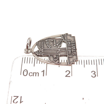 Fort Inc. 925 Sterling Silver Vintage Empire State NY Mini Charm Pendant