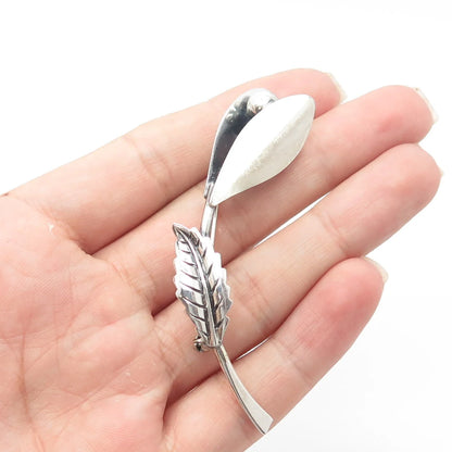 925 Sterling Silver Vintage Floral Leaf Pin Brooch