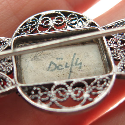 DELFT & G.Bergh Jr. 835 Silver Vintage Netherlands Ceramic Old Windmill Brooch