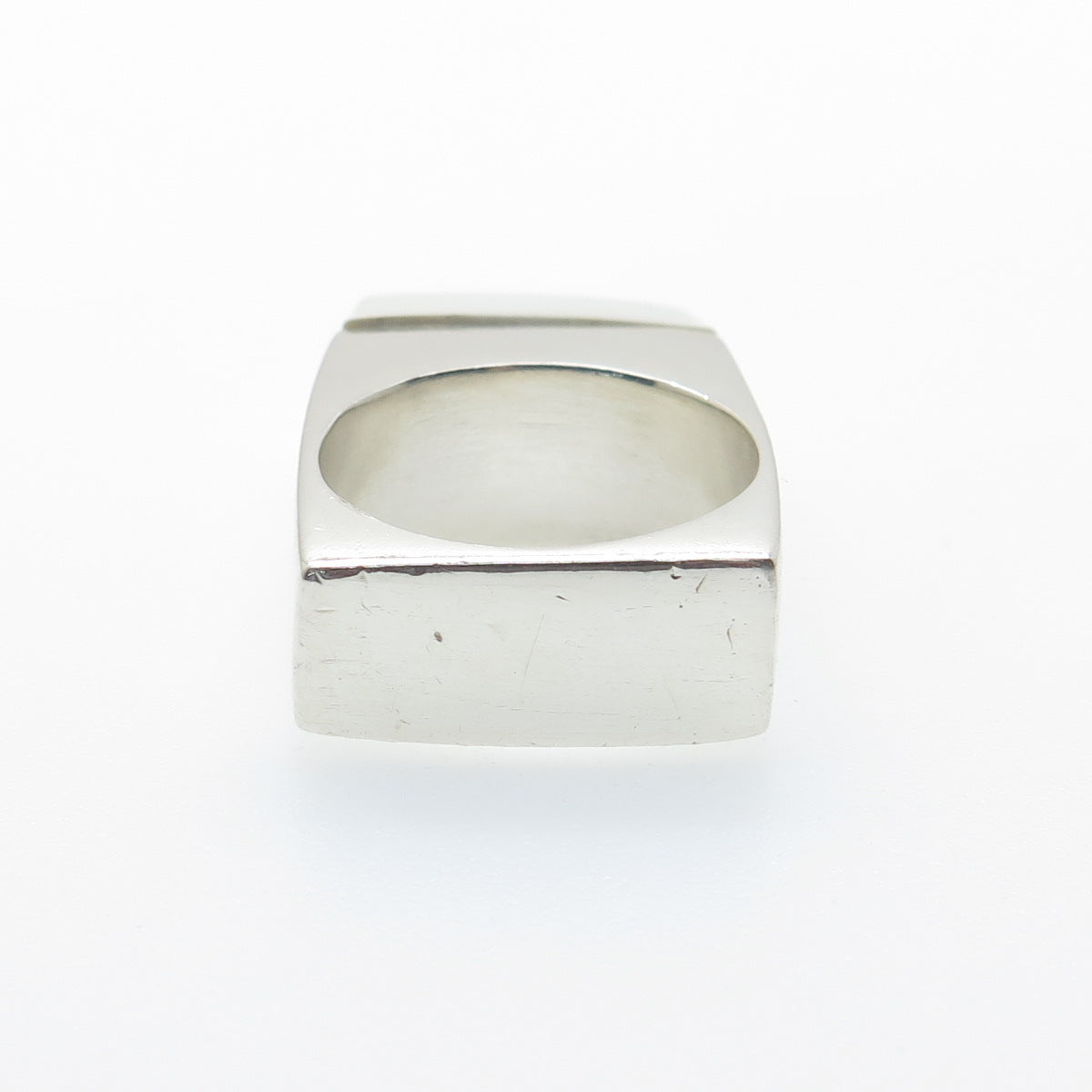 925 Sterling Silver Vintage Real White Onyx Modernist Ring Size 8.25