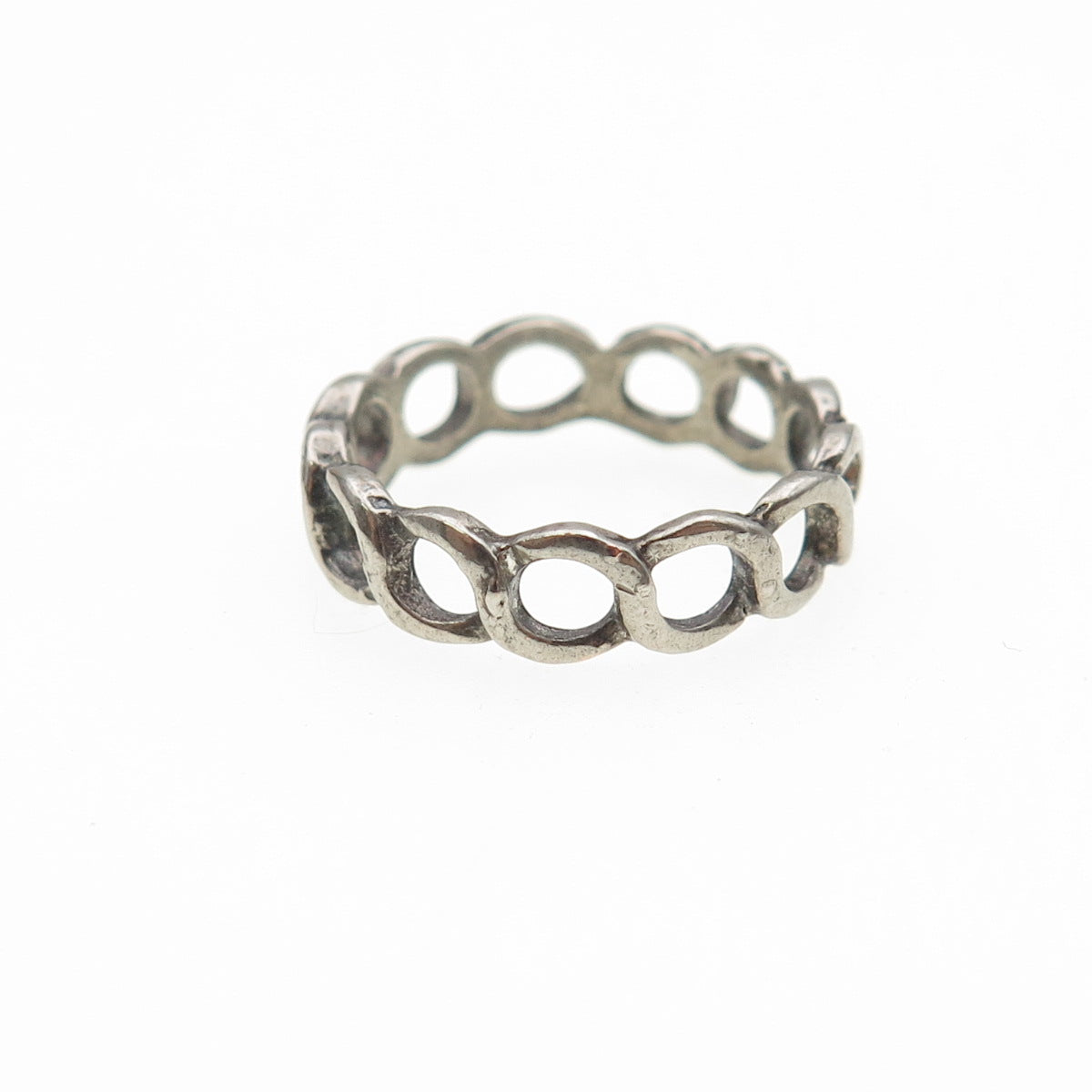 925 Sterling Silver Vintage Infinity Link Oxidized Band Ring Size 5.25