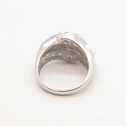 925 Sterling Silver MEDA C Z Wrapped Ring Size 7.75