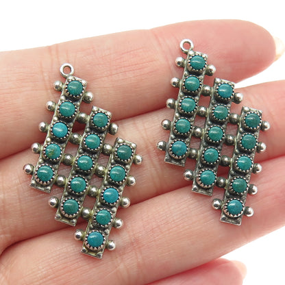 Old Pawn 925 Sterling Vintage Southwestern Turquoise Snake Eye Jacket Earrings