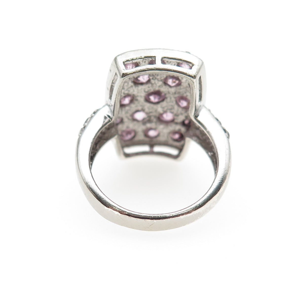925 Sterling Silver Vintage Round-Cut Lavender & White C Z Ring Size 6.25