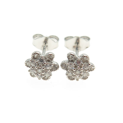 925 Sterling Silver Round-Cut Shaped C Z Stud Earrings