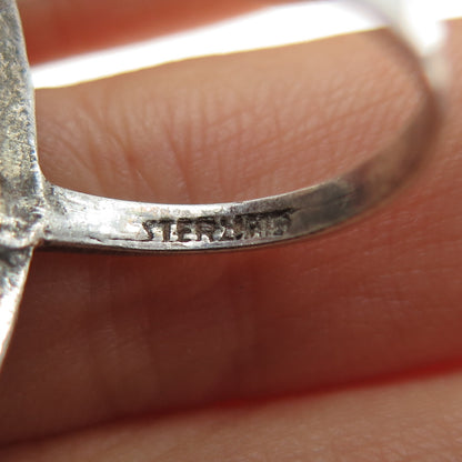 925 Sterling Silver Antique Art Deco Marcasite Ring Size 7 (missing 1 stone)