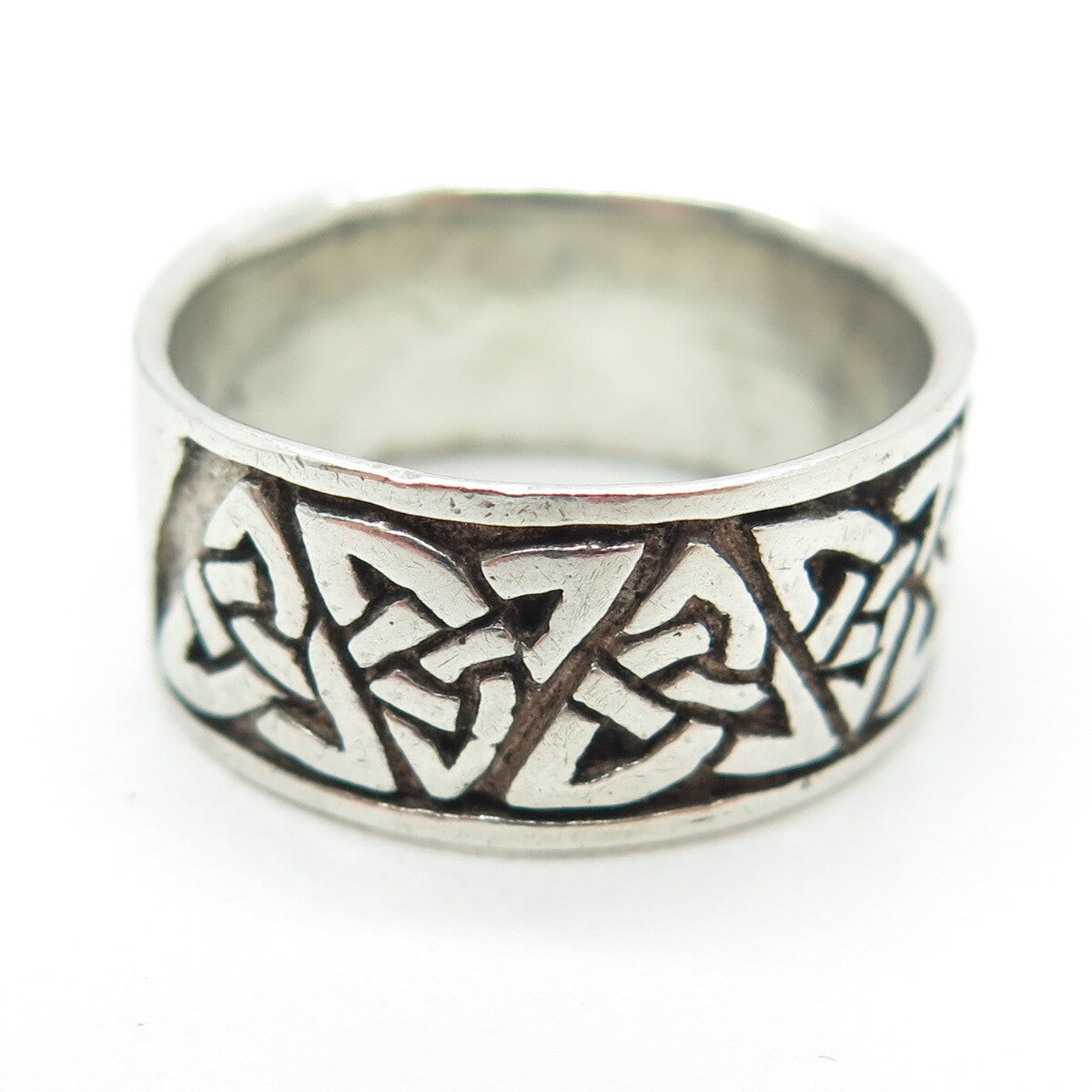 925 Sterling Silver Vintage Celtic Knot Oxidized Band Ring Size 8.75