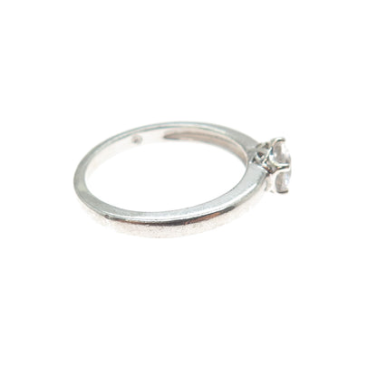 925 Sterling Silver Round-Cut C Z Engagement Ring Size 8.25