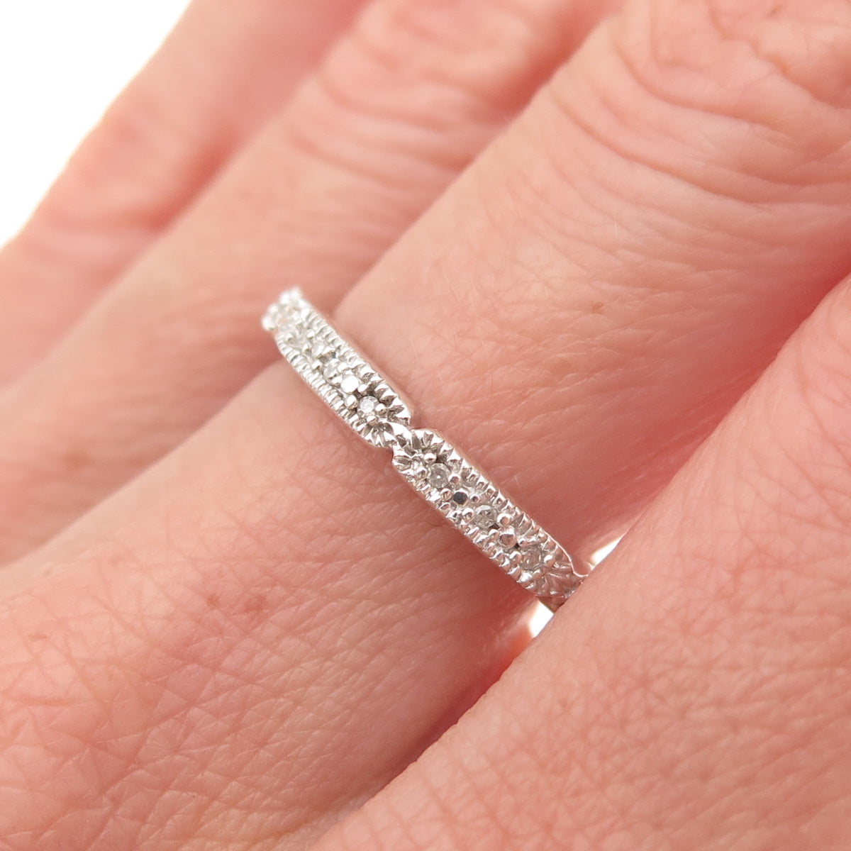 Clyde Duneier 925 Sterling Silver Real Diamond Eternity Band Ring Size 7