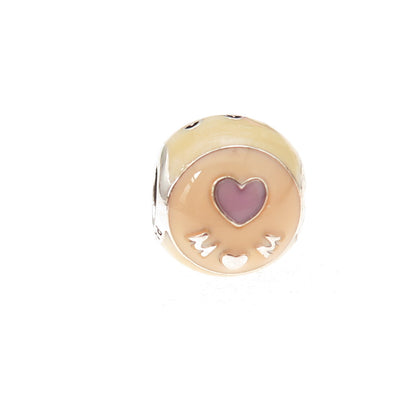 Pandora 925 Sterling Silver Enamel Love Mom Slide Bead Charm