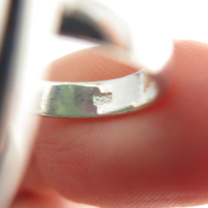 925 Sterling Silver Vintage Real Cabochon Zoisite Ruby Modernist Ring Size 5.25