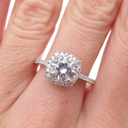 925 Sterling Silver Round-Cut C Z Engagement Ring Size 7.25