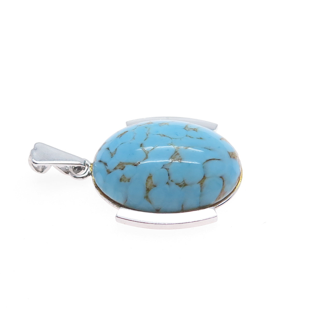 DANECRAFT 925 Sterling Silver Vintage Faux Turquoise Modernist Charm Pendant
