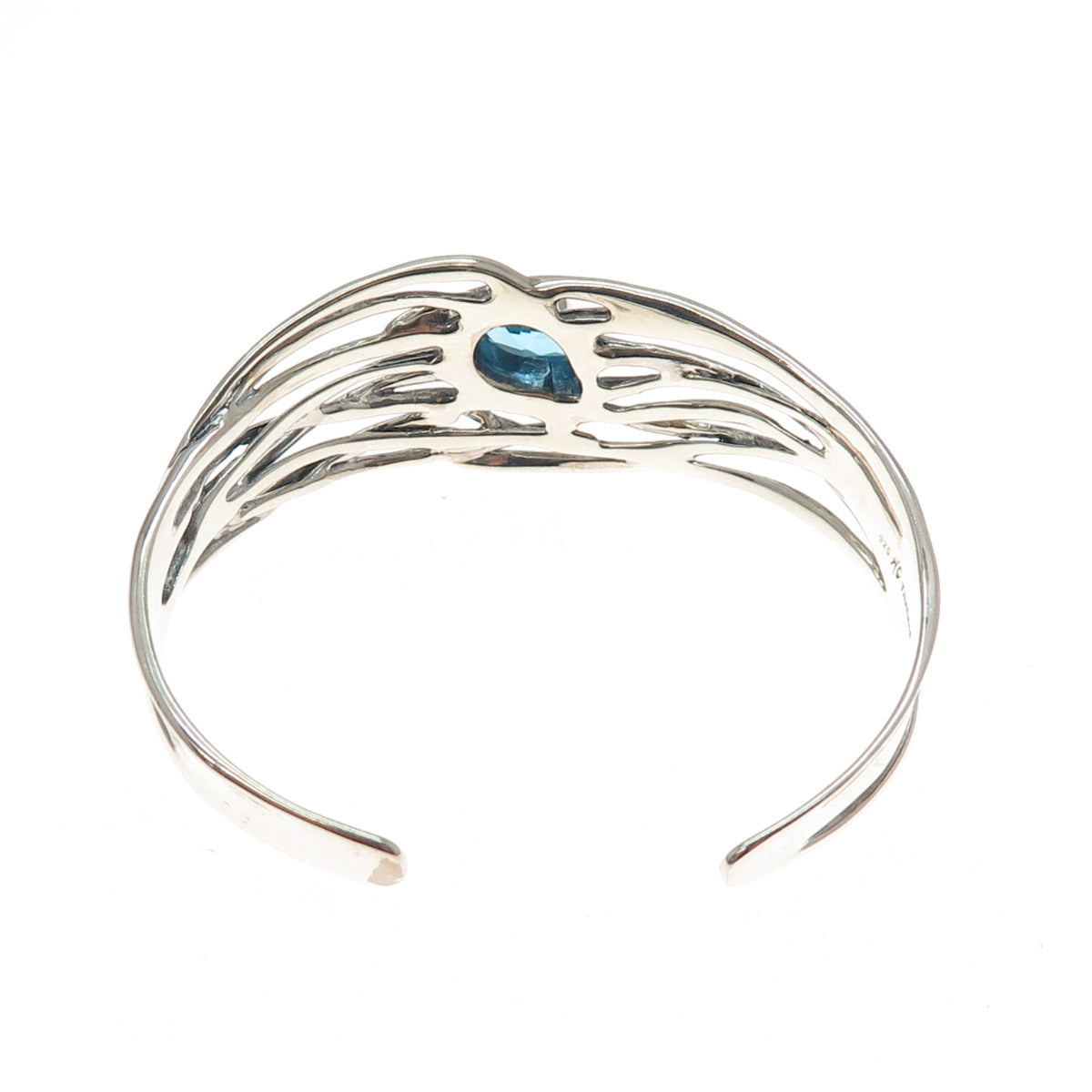 HAGIT GORALI 925 Sterling Vintage Blue Topaz Modernist Adjustable Bracelet 6"