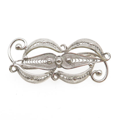 SORRENTO 925 Sterling Silver Vintage Floral Filigree Pin Brooch