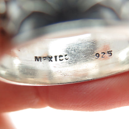 925 Sterling Silver Vintage Mexico Star All Around Oxidized Band Ring Size 10.75