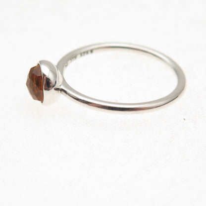 Pandora Sterling Silver Real Citrine November Birthstone Droplet Ring Size 6.75