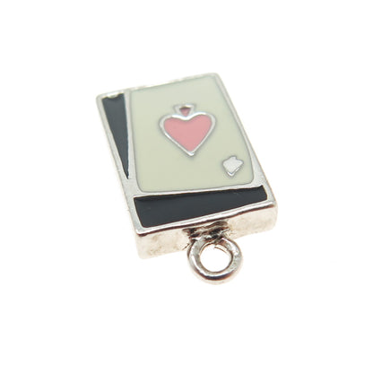 WORLD POKER TOUR 925 Sterling Silver Enamel Spades Suit Playing Card Pendant