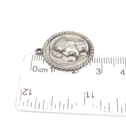 925 Sterling Silver Antique Art Deco Jesus Through Mary Religious Charm Pendant